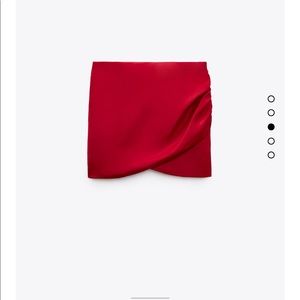 Zara red satin mini skirt